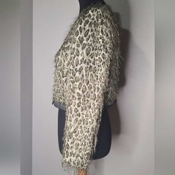 Vintage Francais Huey Waltzer Leopard Print Crop Jacket with Allover Threads - Picture 6 of 13